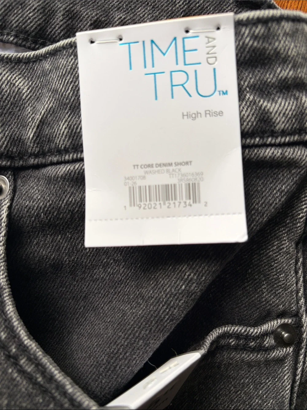 Time and Tru Men's Washed Black Denim Cutoff Shorts